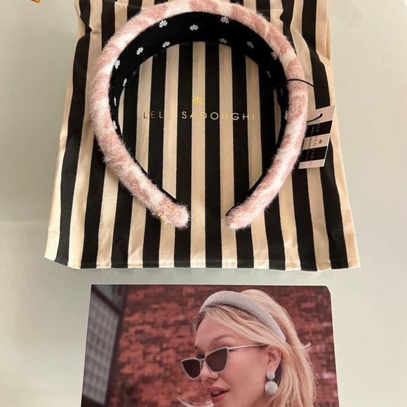 LELE SADOUGHI Pink Leopard Knit Alice Headband